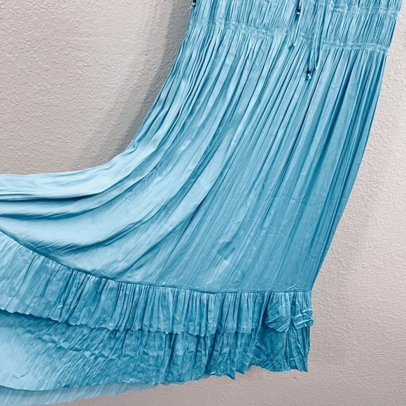 WHITE HOUSE BLACK MARKET TEAL BLUE SLEEVELESS PLEATED V NECK MIDI DRESS Size XS - Picture 5 of 11